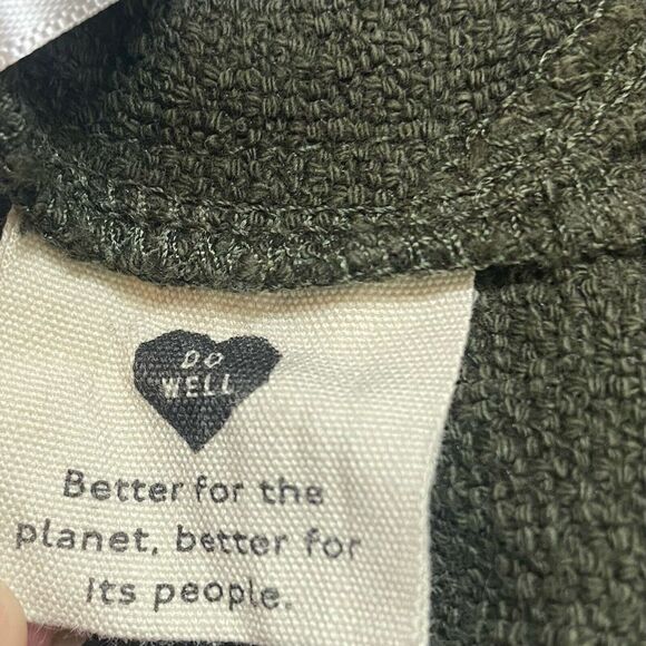 Madewell Top Size L Jacquard Square Neck Puff Sleeve Blouse Green NA409 Buttons - Picture 5 of 11